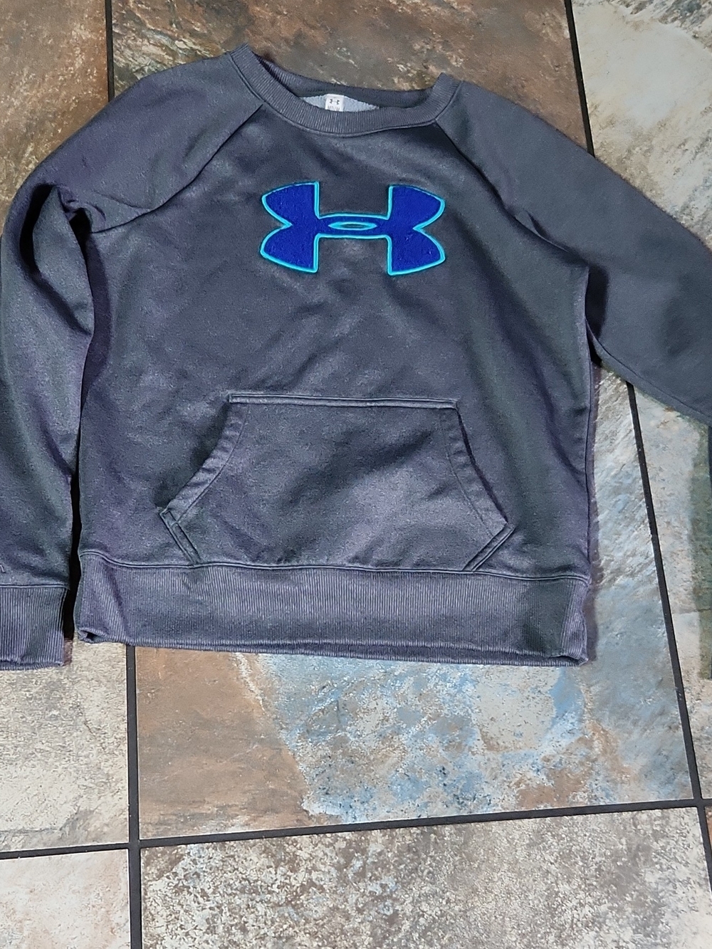 Under Armour Youth Dark Gray Sweatshirt with Blue Logo